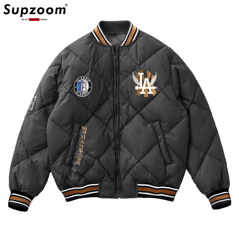 Supzoom 2025 New Arrival Hip Hop Embroidery Couples Casual Top Fashion Male And Female Winter Men Coat Warm Baseball Down Jacket