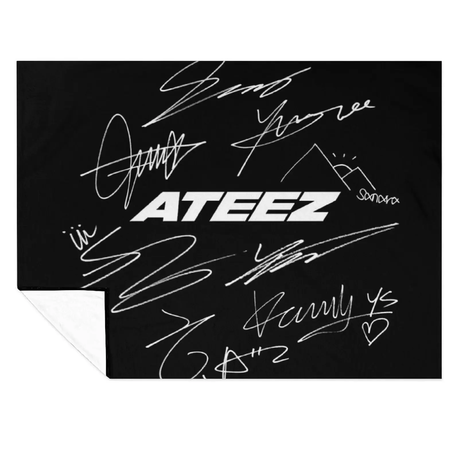 

ATEEZ - Logo + autographs (black) Throw Blanket Sofas Cute Plaid Shaggy Luxury Blankets