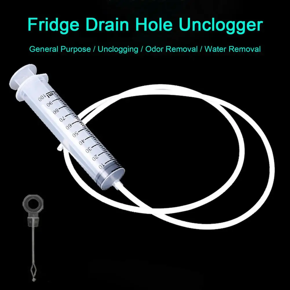 2/5Pcs/Set Refrigerator Drain Hole Unclogger Kit with Injector Fridge Water Remover Cleaner Blocked Outlet Hole Unclogging Tool