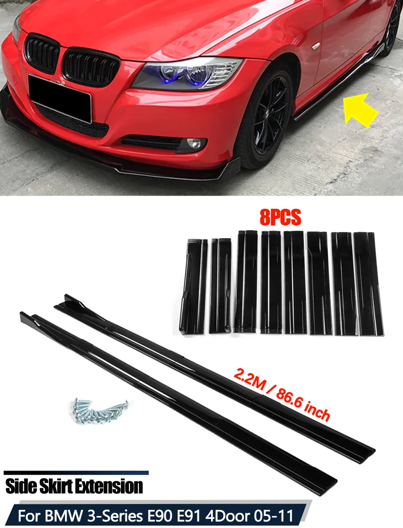 Für BMW Zubehör 3er E90 E91 320i 330i 2005-2011 Auto Seitenschweller 2,2 M 86,6 Zoll Verlängerung Rocker Panels Lip Stoßstange ABS 8p – Detail 1