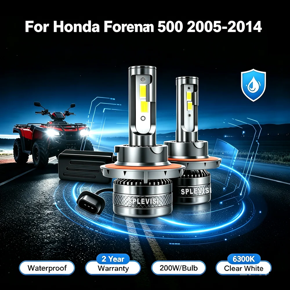 LED White Headlamp Bulbs High Low Beam For Honda Foreman 500 2005 2006 2007 2008 2009 2010 2011 2012 2013 2014