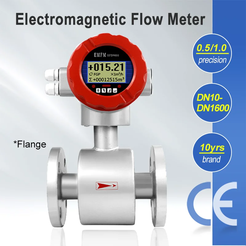 Electromagnetic flowmeter tube type inserted sewage wastewater liquid tap water acid and alkali liquid flow sensor fire protecti