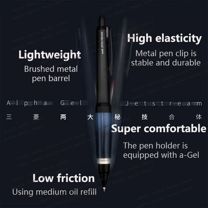 Japoński długopis Uni α-Gel Jetstream z metalową obudową, na bazie oleju, elegancki długopis szkolny, prezent dla nauczyciela, cadeau maitresse — zdjęcie produktu 3