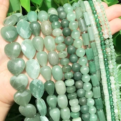 Natural Stone Green Aventurine Round Loose Beads Faceted Drop Rondelle Jades Loose Bead for Jewelry Making DIY Bracelet Handmade