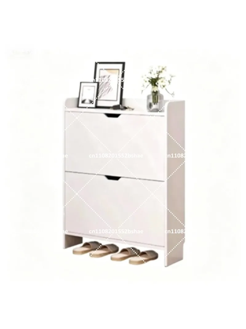 2-Tier Wooden Shoe Organizer Cabinet with Flip Drawers, Narrow Shoe Storage for Entryway, Space Saving Slim Rack