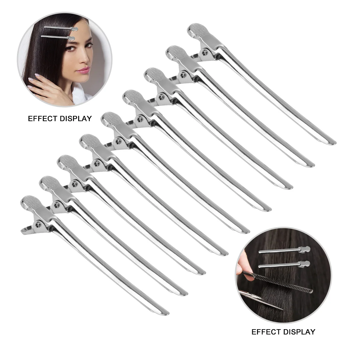 

12pcs Hairdressing Positioning Clips Stainless Steel Tight Clips Small Size Lightweight Home Haircuts Barber Shops Essential