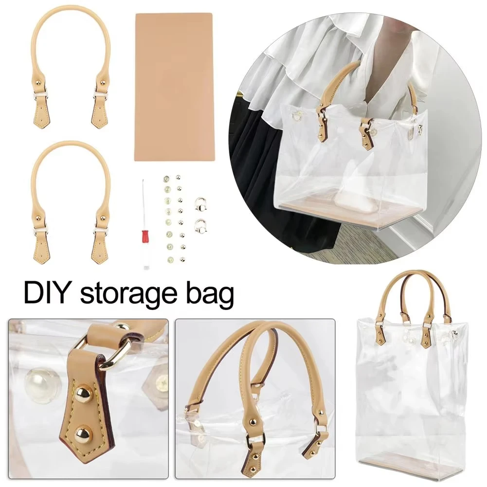 DIY Clear PVC Handbag Material Kit Craft Accessories Tool Set Reusable Waterproof Tote Bag Making Supplies for Handmade Gift Bag
