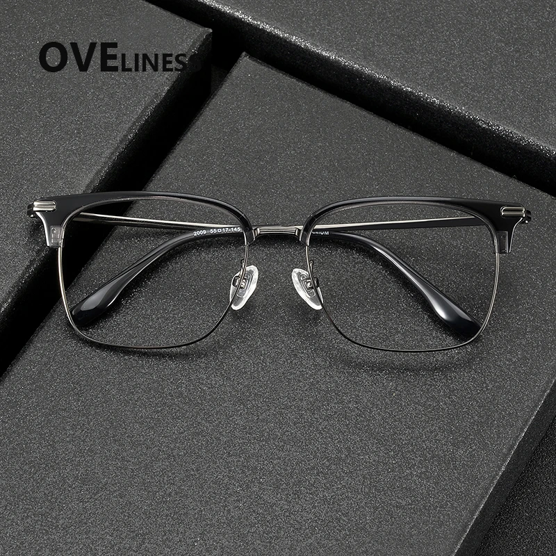 

Acetate Titanium Glasses Frame Men New Brand Design Square Eyewear Japanese Korean Ultralight-Weight Eyeglasses Frame Spectacles