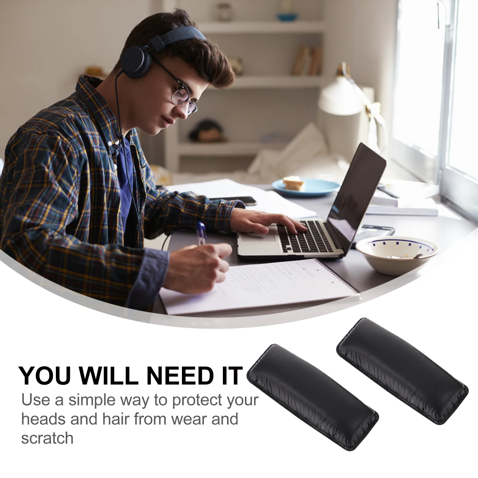 

2Pcs Earphone Protective Covers Comfortable Elastic Headband Pads Black for Rs160 Rs170 Rs180 Lightweight Durable Scratch Proof