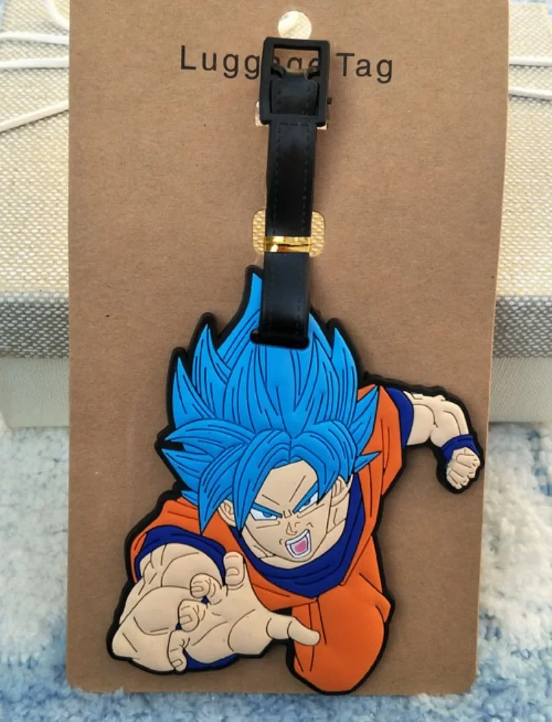Anime Dragon Ball Son Goku Cartoon Wukong Saiyan etiqueta de equipaje etiquetas de bolso colgante figuras de acción modelo juguetes regalos de cumpleaños