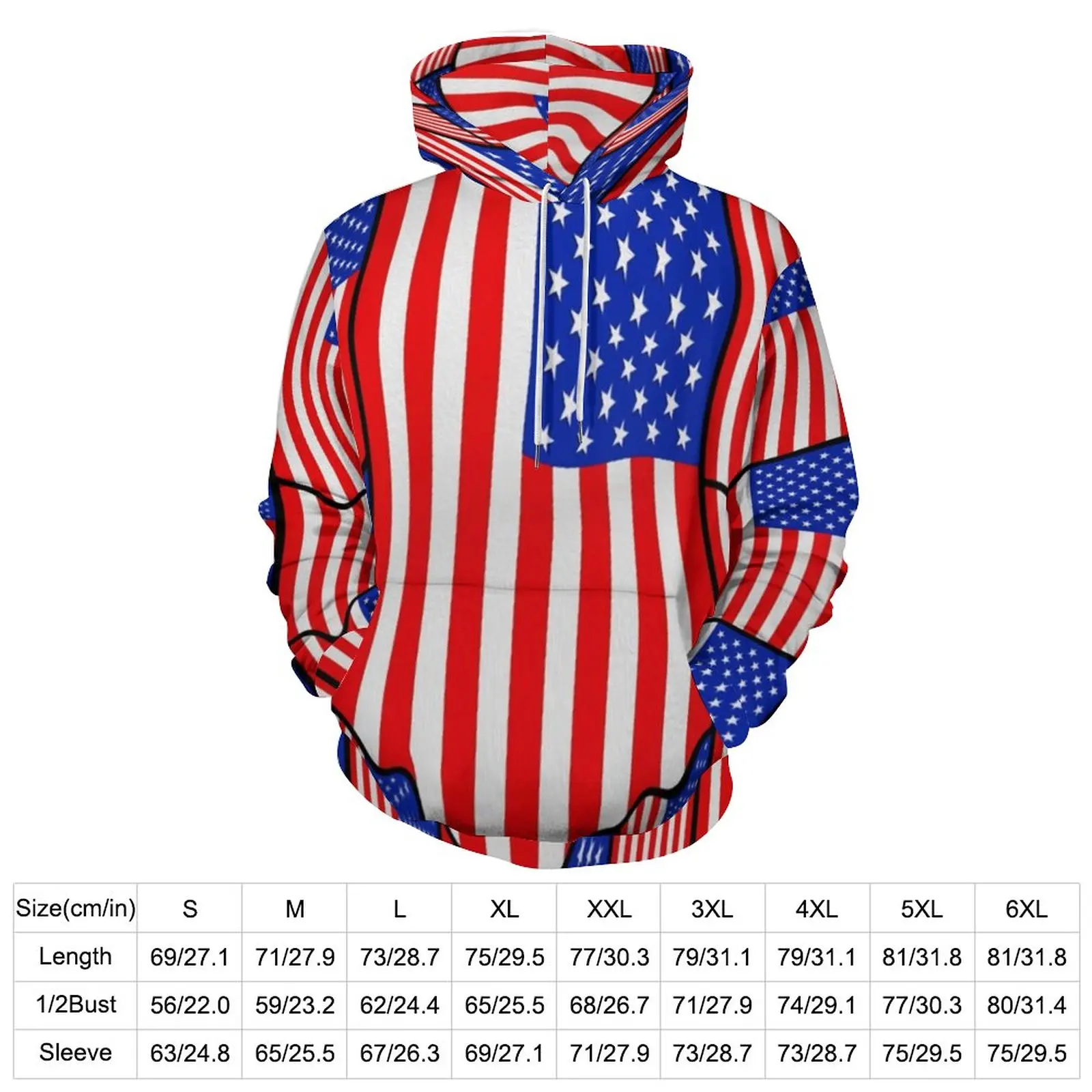 Soft American Flag Casual Hoodies Unisex Celebrate USA Red White Blue Hip Hop Hooded Sweatshirts Winter Street Oversize Hoodie