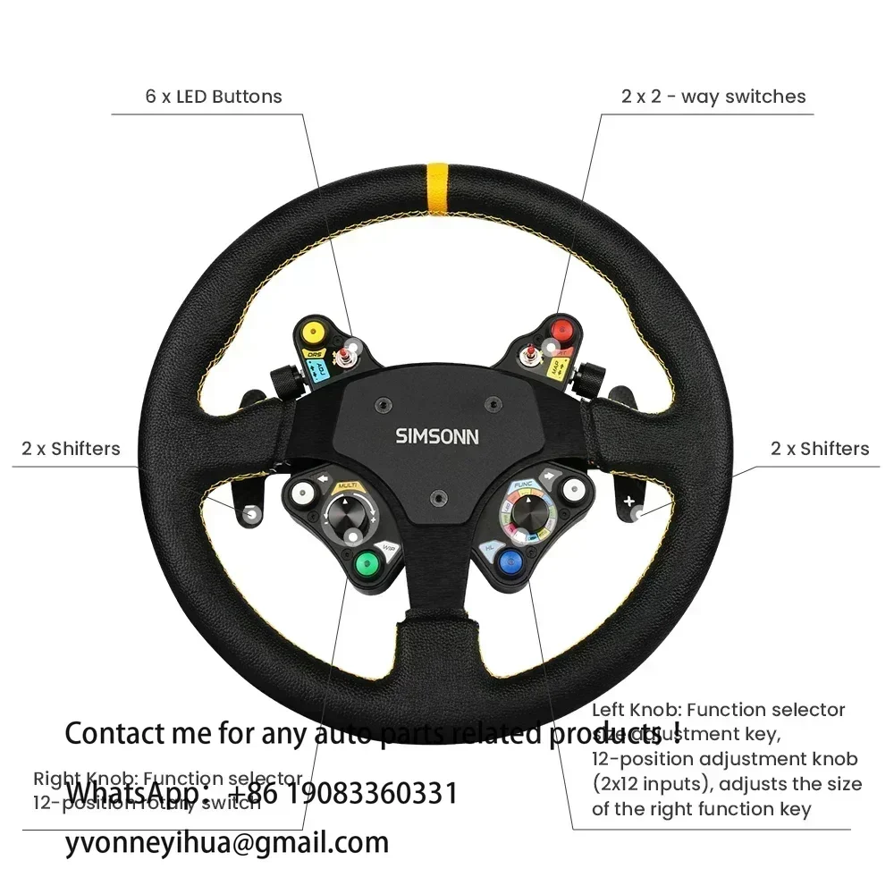 SIMSONN Sim Racing Steering Wheel PC Racing Wheel LED Button Gaming Paddle Shifter RacingWheel and Pedals