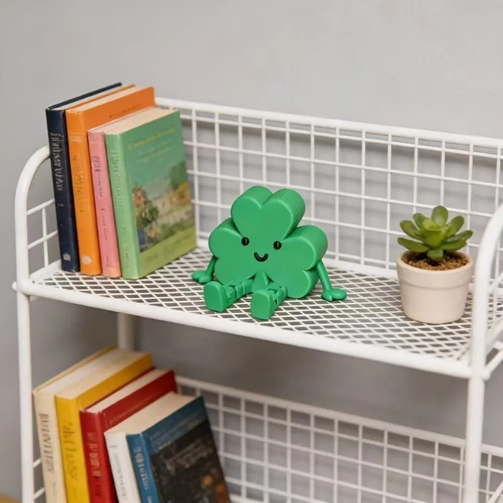 Computer Case Ornament Cartoon Mini Clover Statue Blessing Cute Clover Charm Decor Plastic St Patrick's Day Ornament Office