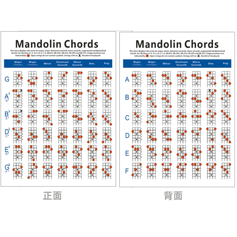 

1Pcs Mandolin Fingering Diagram Coated Paper Size L Lightweight Practice Chart Mandolin Beginner Training Exercise Guide