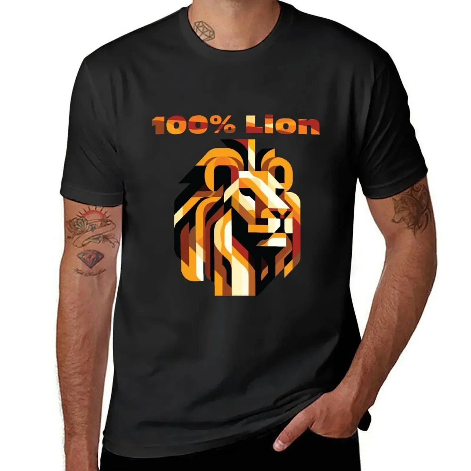 100% Lion – at work, at home, in the coffee line T-Shirt cute tops man clothes for a boy mens vintage t shirts