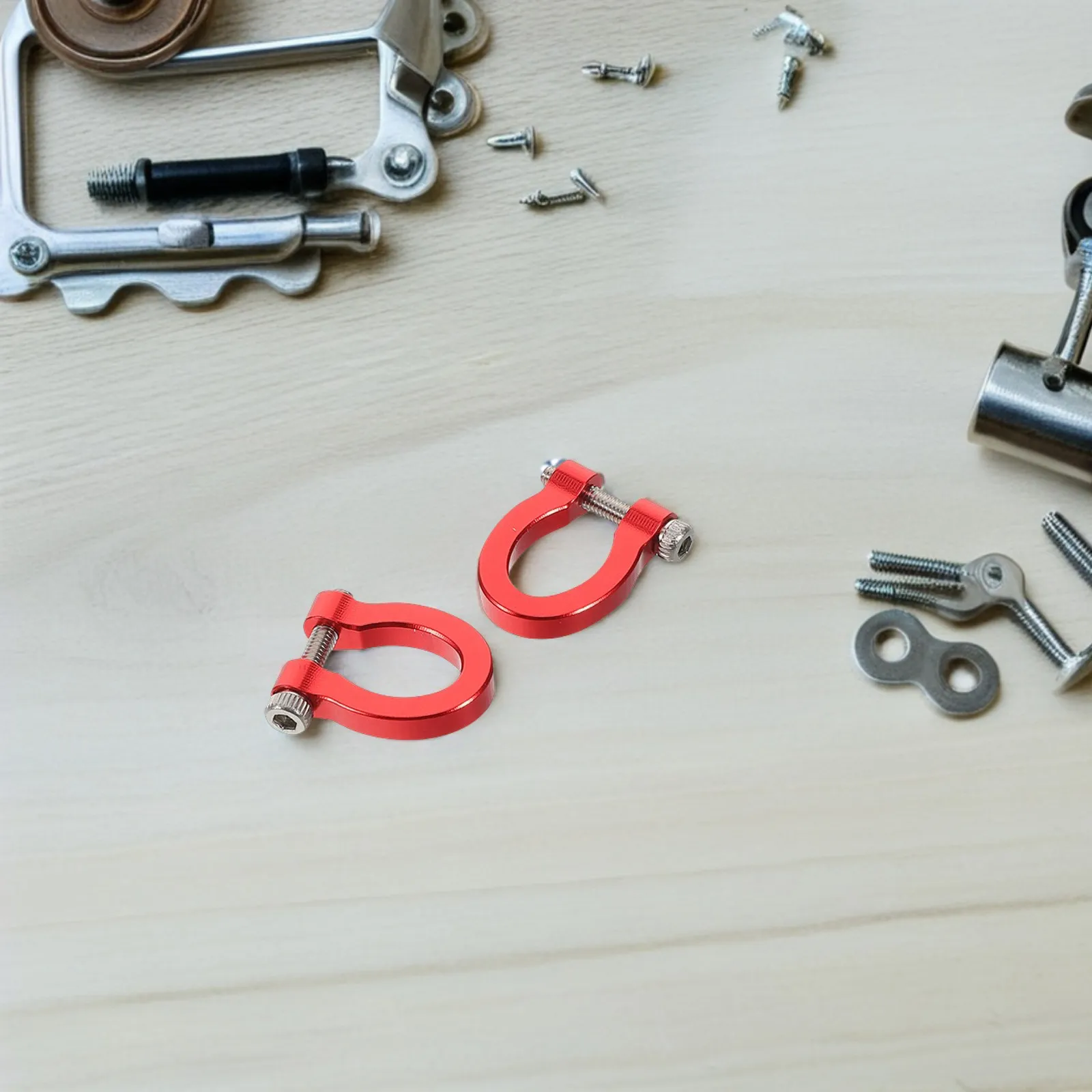2Pcs Tow Hook for Rc Crawler Car Aluminum Alloy Sturdy Trailer Shackle D Ring Lock Buckle Replacement Parts for Various Models