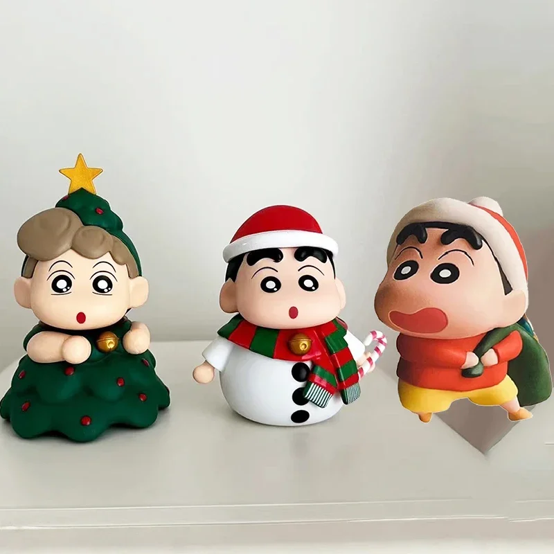 

Anime Crayon Shin Chan Figures Shinnosuke Santa Claus Toy Gift Christmas Tree Himawari Nohara Action Figure PVC Decoration Model