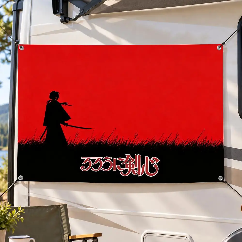 Anime Action Rurouni Kenshin Flags Decorative Flag Banner Indoor Outdoor Garden Yard Patio Party Camping Wall Decor Gift