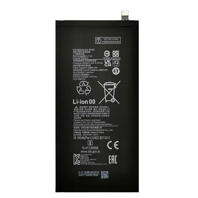 BN4E Bateria de Substituição para Xiaomi Mi Pad 5 Tablet, Baterias Recarregáveis Do Telefone, 4360mAh, 100% Original, Alta Qualidade