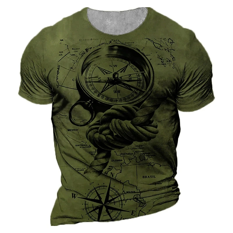 

Vintage Compass T Shirt Men 3d Print Navigation Compass Men's Crew Neck Short Sleeve Oversized Tops Tee Shirt Homme 6xl Camiseta