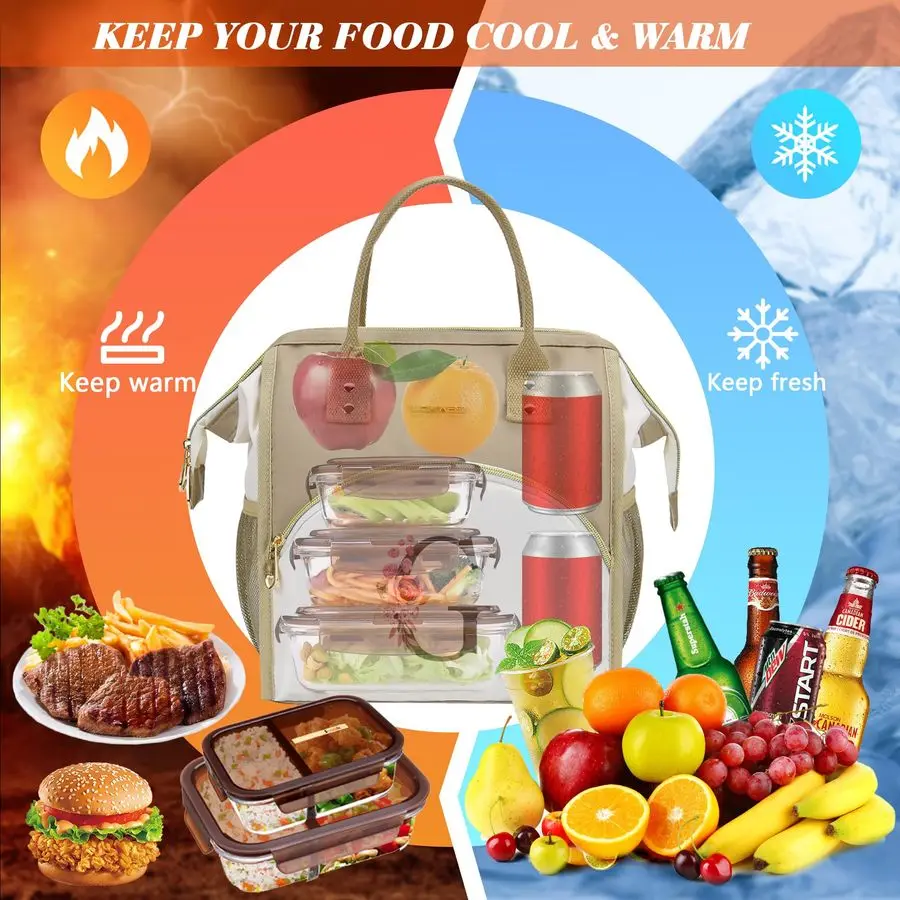 

Lunch Bag Women, Cooler Insulated Lunch Box for Girls, Large Adult Leakproof Lunch Box for Picnic Work, Personalized Tote Bag, B