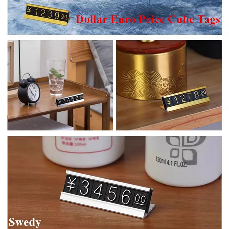30 Sets Adjustable Number Counter Sale Price Label Sign Holder Display Stand Blocks Jewelry Watch Ring Dollar Price Cube Tags