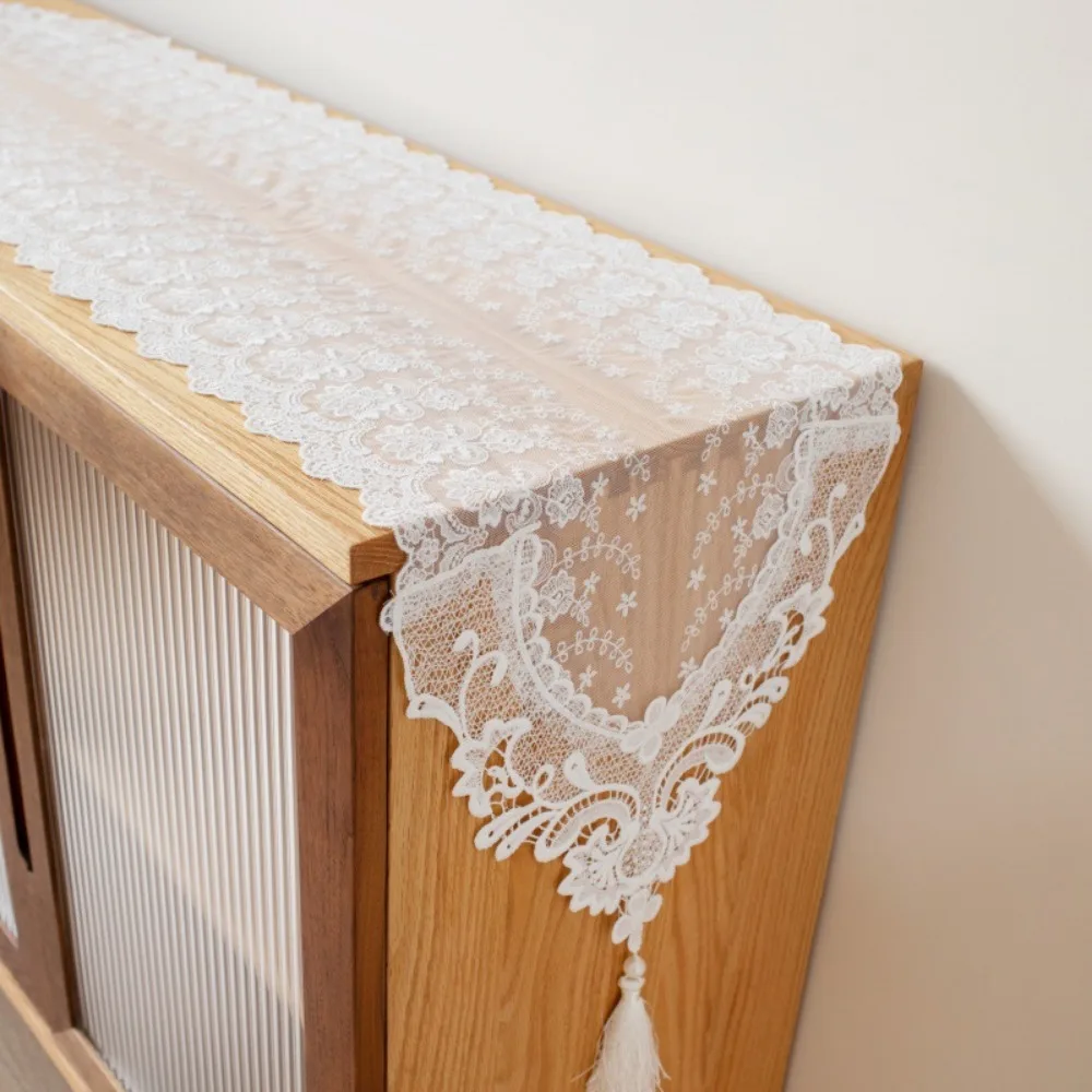 

1pc Lace Hollow Table Runner Wedding Decor for Home Dining Party - White Tablecloth Insulation Table Mat Cover Towel Placemats