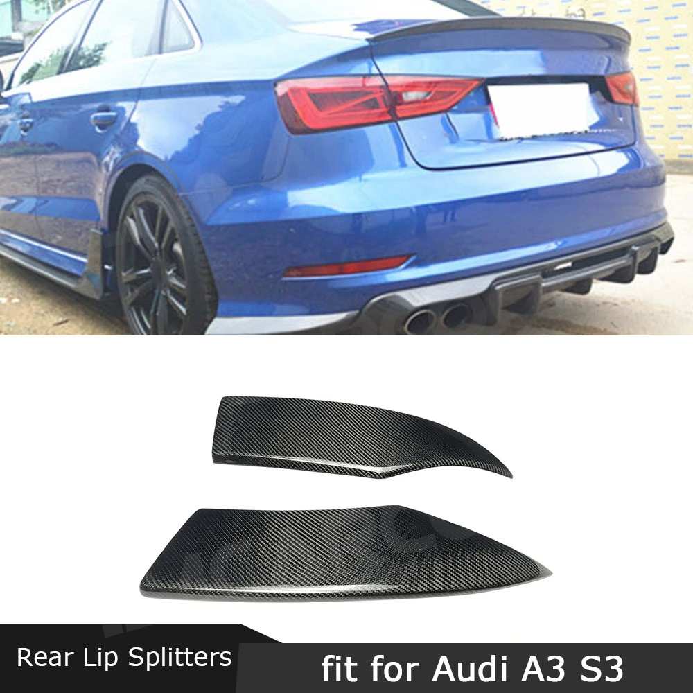 

JMCARCOOL Rear Carbon Fiber Rear Lip Splitters Aprons Back Bumper fender For Audi A3 S3 Sedan 2014 -2016 Exterior Accessories