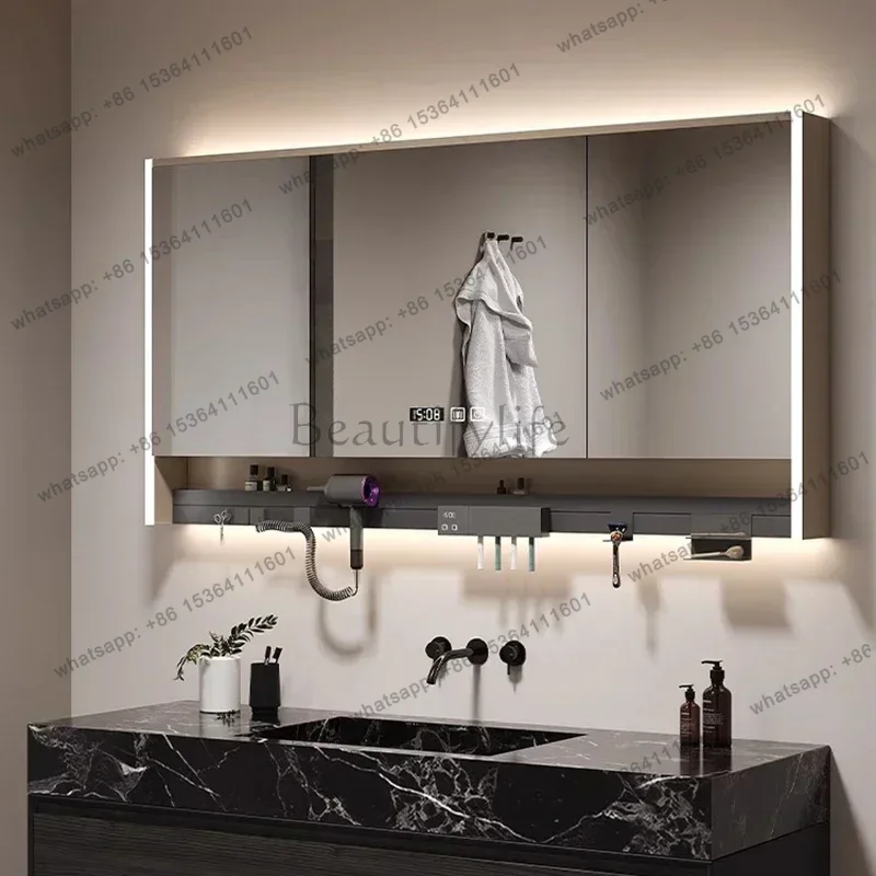 Mirror Cabinet with Light Anti-fog Anti-rust Bathroom Mirror Cabinet Bathroom Vanity Storage Home Furniture