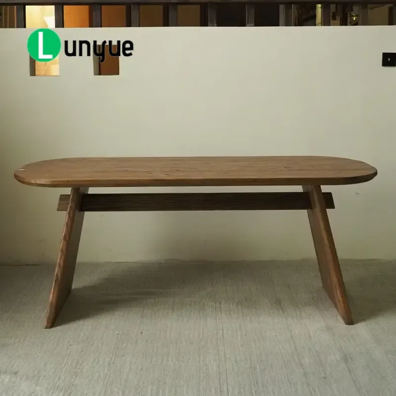 Solid Wood Oval Farmhouse Dining Table Modern Wooden Kitchen Restaurant Hotel Commercial Furniture Wholesale Supplier