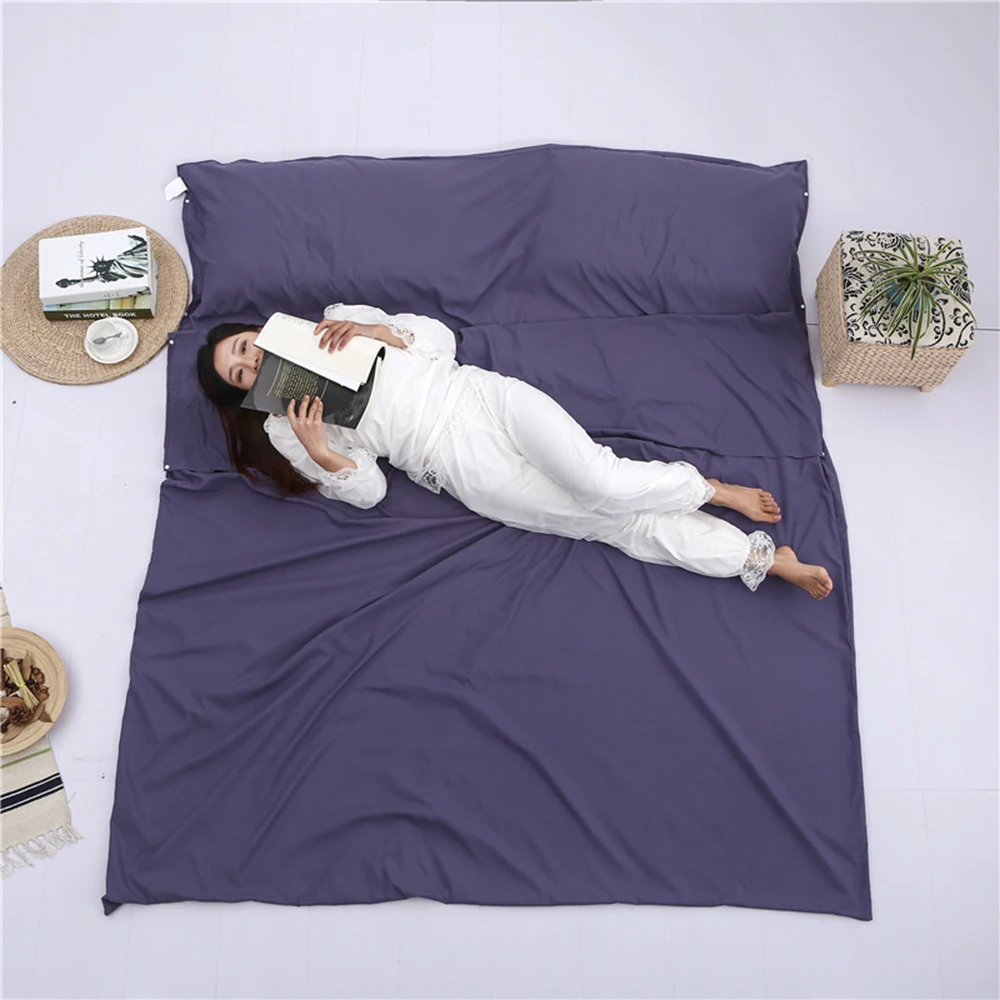 180cm X 210cm 1-2 Persons Lightweight Sleeping Bag Liner Sleeping Sack Outdoor Camping Hotel Travel Sheet 115cm X 210cm