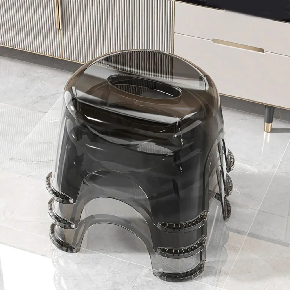 Simple Non-slip Clear Shower Foot Stool Transparent Square Small Low Stool Waterproof Load-bearing