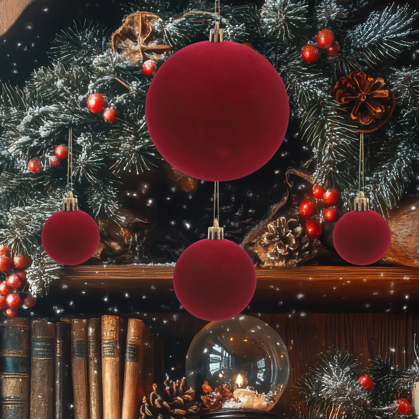 

15pcs Ball Ornaments Valentine'S Day Decorations Flocked Shatterproof Baubles For Tree Party Room Decor Large Ornament Set