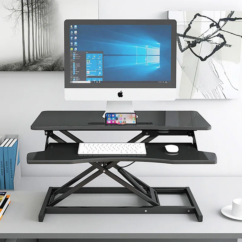 Standing type with keyboard, air rod lift table, office desk, computer desk, desk monitor screen height increase rack