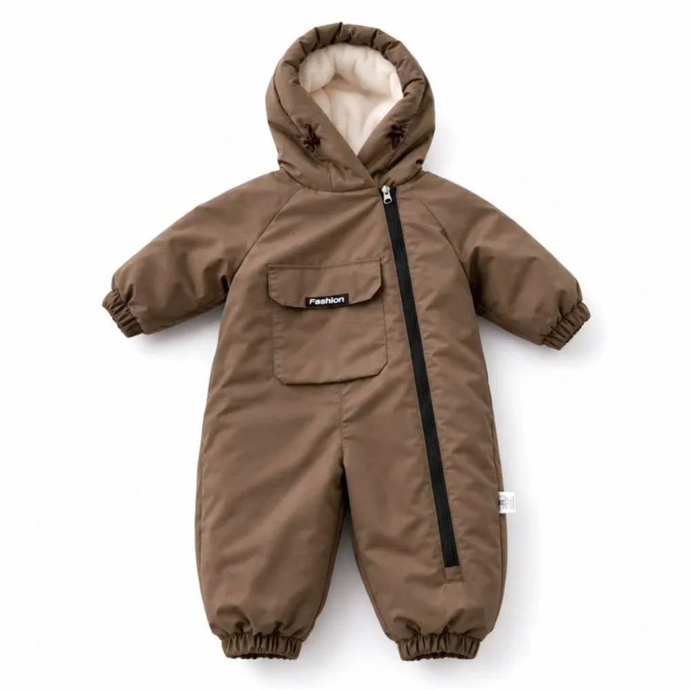 Thick Fleece Lined Kids Snow Suit Waterproof Warm All-In-One Snow Suit Windproof Comfortable Fit Baby Romper Cold Weather