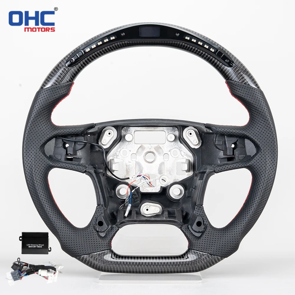 LED Carbon Fiber Steering Wheel for Chevrolet Silverado 1500 Suburban 2014 2015 2016 2017 2018 Chevy Tahoe Without airbags