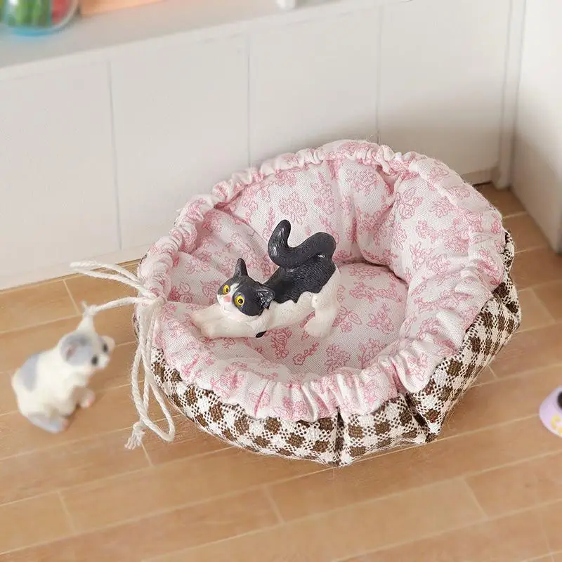 1 Stuks Poppenhuis Woonkamer Huisdier Decoratie 1/12 Poppenhuis Simulatie Mini Kattenbed Model Verstelbare Mat Micro Scène Bouwaccessoires