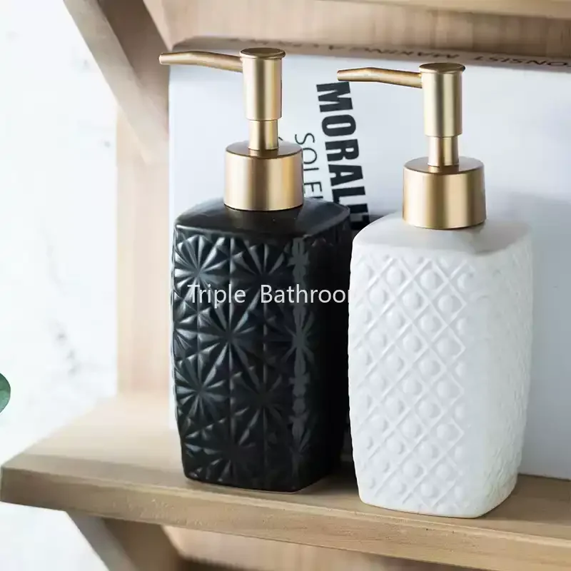 Ceramic Soap Dispenser Hand Sanitizer Bottle Shampoo Bottle Liquid Storage Container Used for Kitchen and Bathroom Decoration