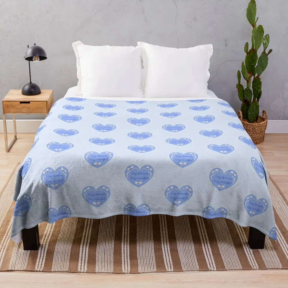 

Very demure very mindful blue heart with bows Throw Blanket Moving blankets ands sofa bed Single Blankets