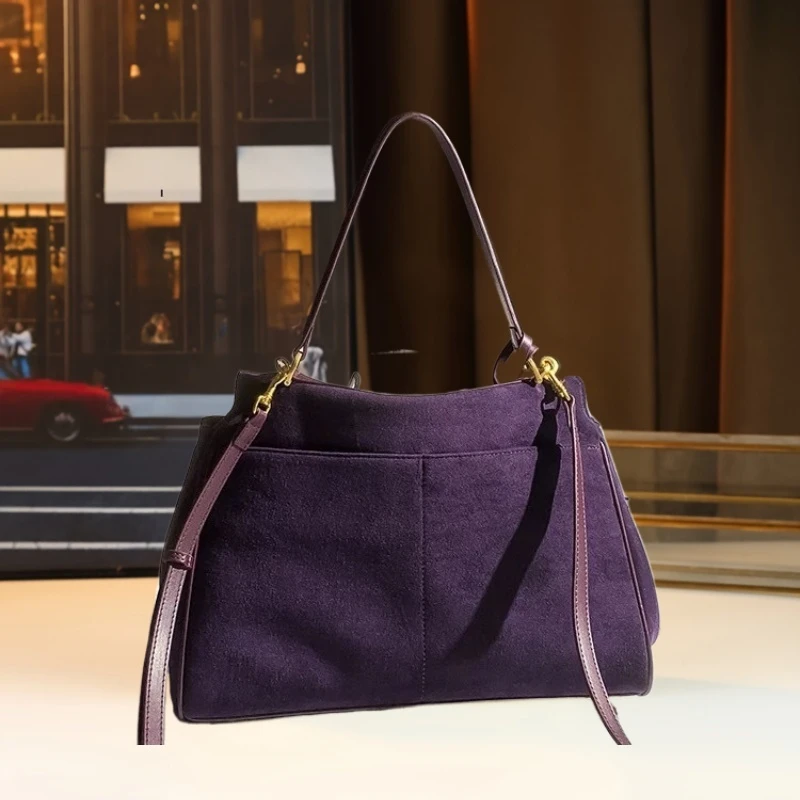 حقيبة يد نسائية كلاسيكية ذات سعة كبيرة - بني أنيق، إغلاق منظمي، مقابض قوية للعمل والسفر والاستخدام اليومي