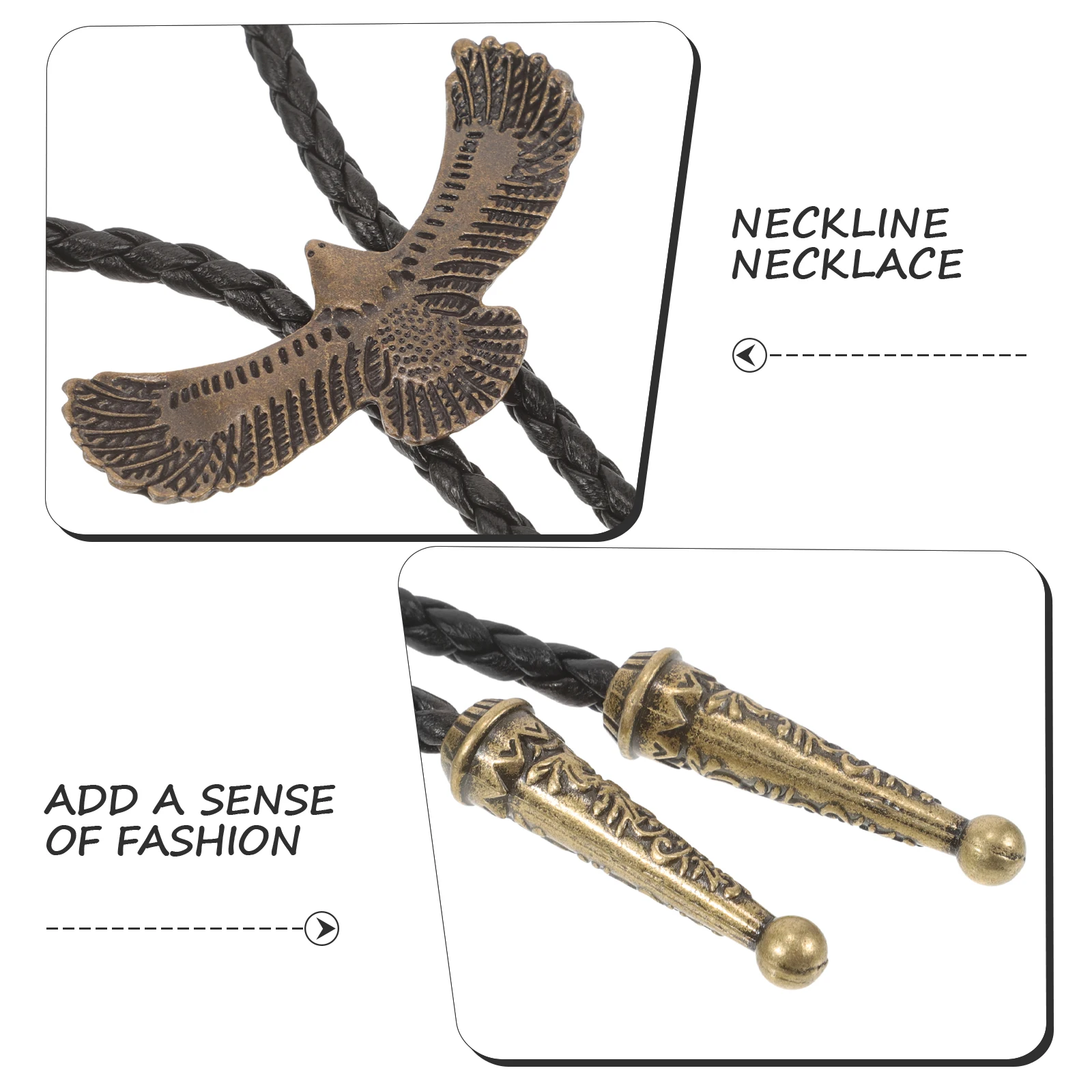 

Multipurpose Adjustable Bolo Tie Vintage Eagle Necklace Leather Western Necktie For Men Attractive Accessory