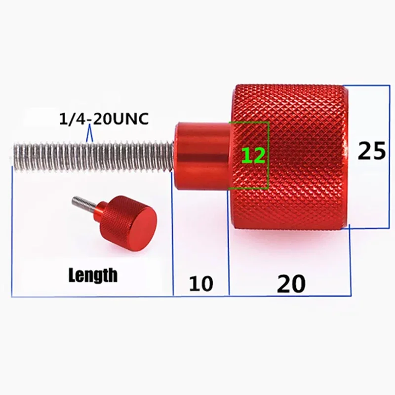 Knurled Thumb Screw UNC 1/4-20*6/8/10/12/15/20/25/30~60mm Aluminium Grip Knob + Stainless Steel Thread For PC Case Camera Tripod