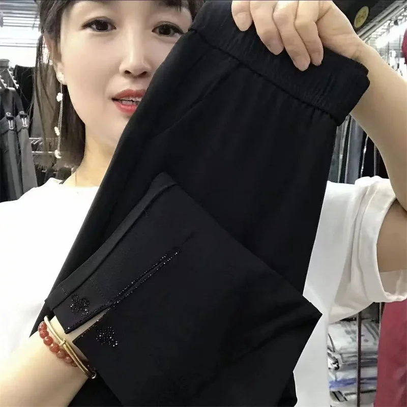 

Высокоэластичные девять брюк, женские весенне-летние 2022, новые прямые брюки в западном стиле, универсальные модные повседневные брюки, женские