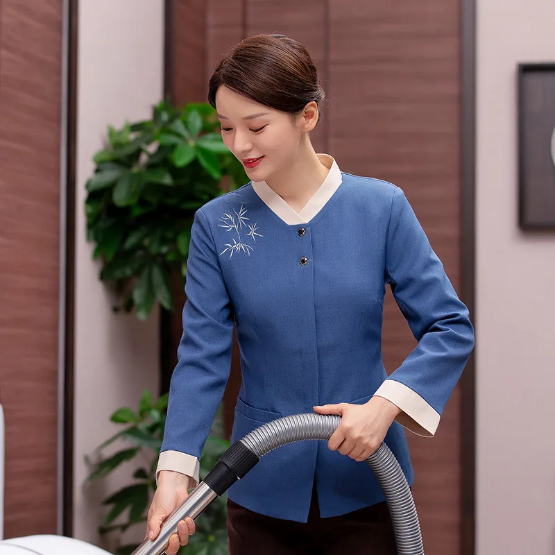 

Work Clothes Long Sleeve Autumn and Winter Room Attendant Hotel Floor Cleaner Property Cleaning Aunt Female