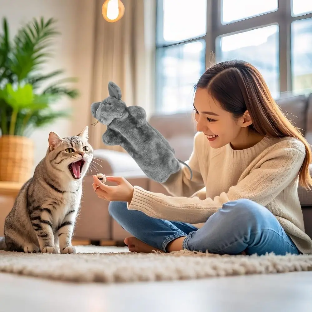 Burattino giocattolo da wrestling per gatti 38 cm Guanto interattivo sicuro Gioco divertente per gatti Morbido guanto da wrestling per gatti Burattini a mano Amanti degli animali domestici