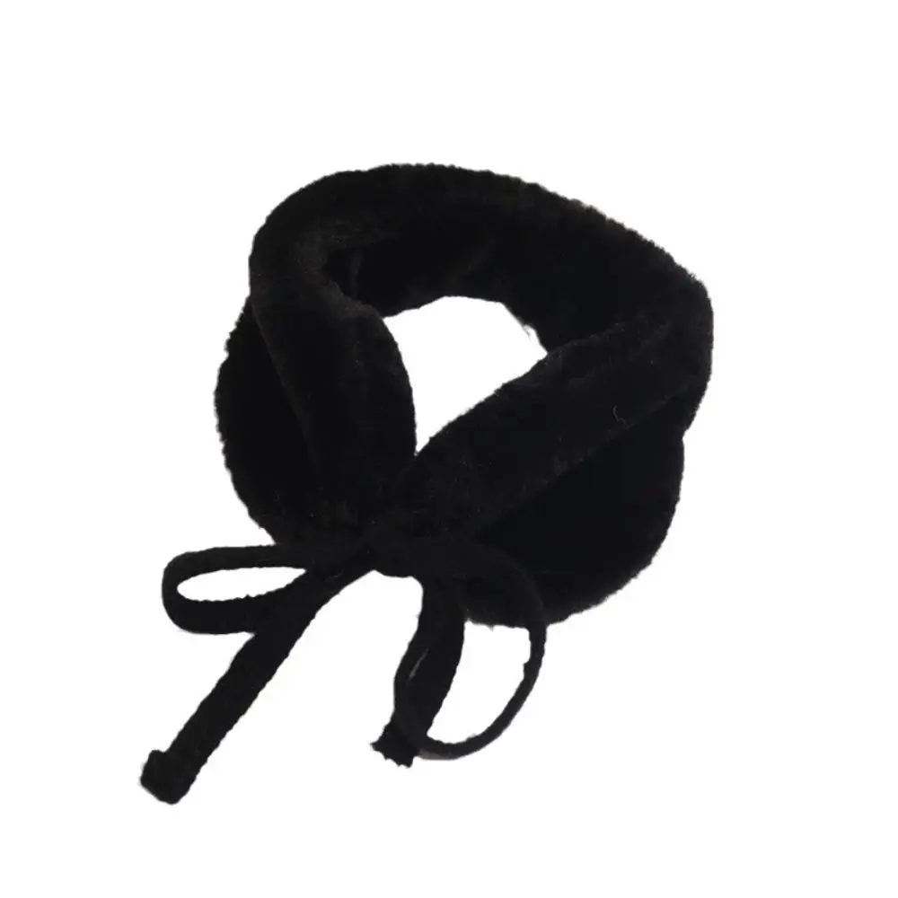 Fashion Plush Winter Small Scarf Thick Warm Ear Protection Tie Earmuffs Solid Color Soft Neck Wrap