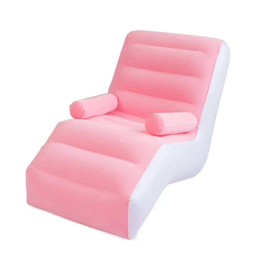 2024 Inflatable Lazy Sofa Luxury S-Shaped Flocking Lounger Inflatable Air Sofa Bed for Home or Outdoor for Living Room Use