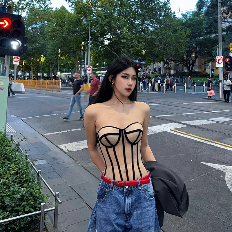 

Sexy Gothic Corset Women Transparent Bra Party Wedding Lingerie and Waist Cincher Bustiers Tops Workout Shapewear