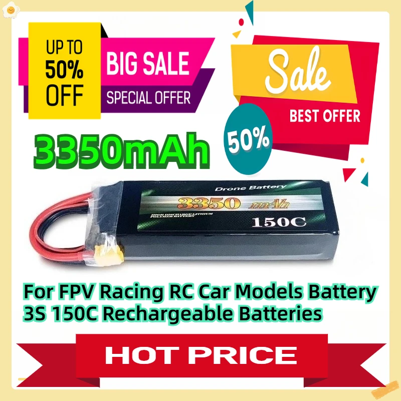 

For FPV Racing RC Car Models Battery 3350mAh 3S/11.1V 150C Rechargeable Batteries