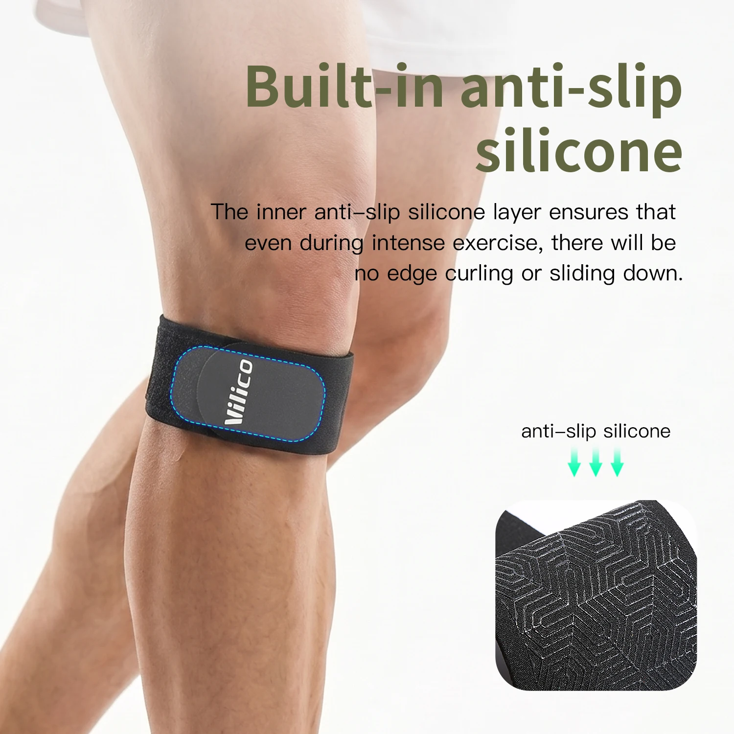 1 piece VILICO Thin Adjustable Knee Wrap Strap, Non-slip Light Leg Band for Men Women, for Running, Jogging, Cycling Daily Sport